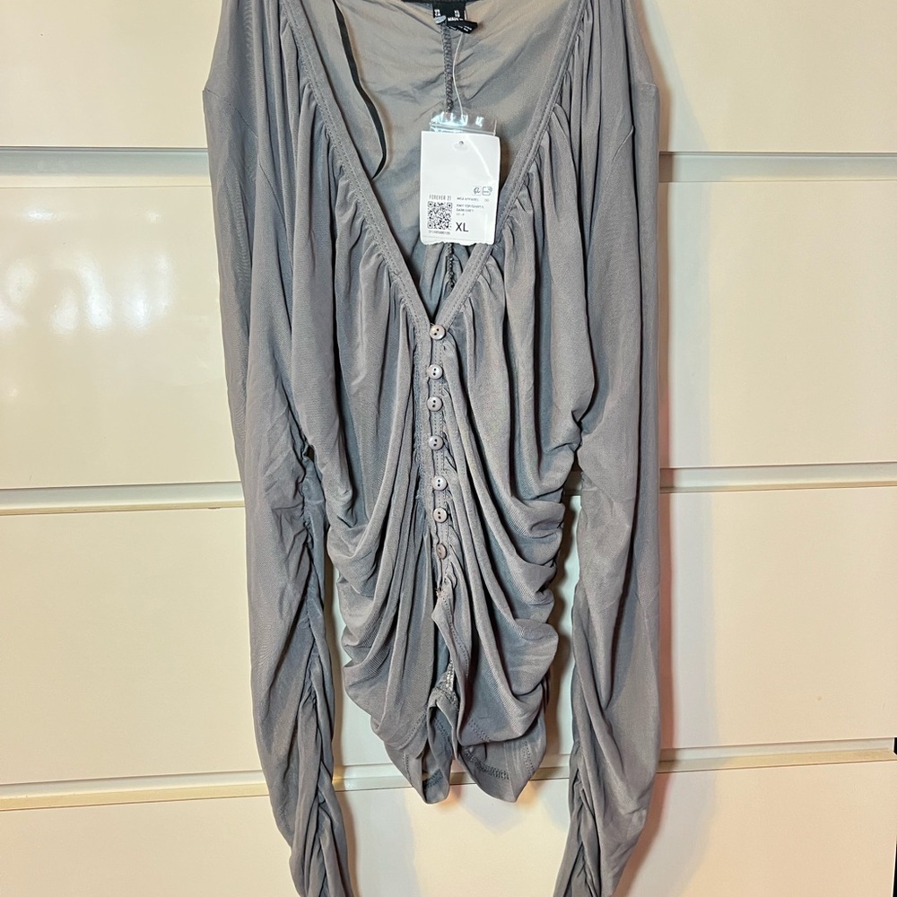 Forever 21 Light Gray V-Neck Top